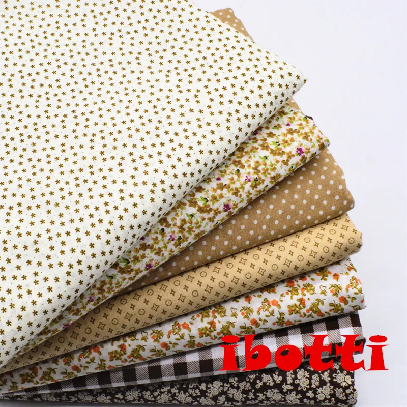 

7pcs 25*25cm New arrive Brown floral series 100% Cotton Fabric Sewing Tilda Doll Cloth DIY Quilting Patchwork Tissue Textile