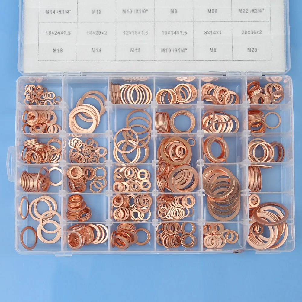 Brand New High Quality 568pcs 30 Size Metric Copper Flat Washer Washer