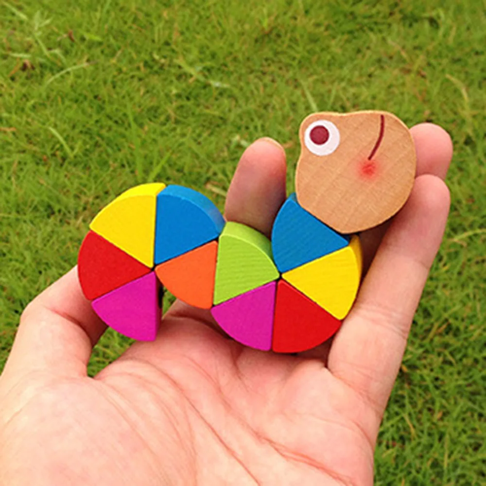 Паззлы красочные деревянные червь обучения детей Обучающие дидактические детские развивающие игрушки пальцы игры для детей Монтессори
