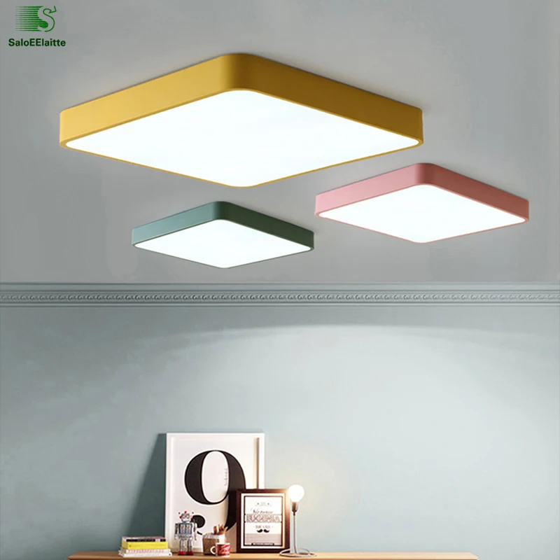 

Nordic Simple Square Alloy Led Ceiling Lights Acrylic Living Room APP Dimmable Led Ceiling Lamp Bedroom Ceiling Light Fixtures