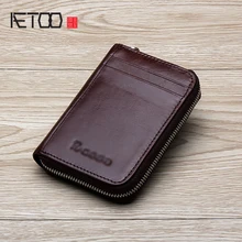 AETOO Men's Women's card pack leather large capacity card pack male multi-card driver's license card pack 4 pack trading card toploaders 3x4inch transparent