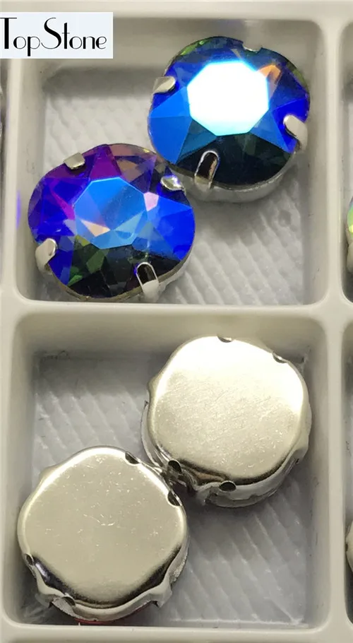 TopStone цвета AB 40 шт 12 мм классический толстый квадратный точечный камень с серебряной коготь Швейные стеклянные кристаллы бусины - Цвет: rainbow ab