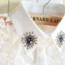 Ложные воротнички, свитер, высокое качество, кристально-голубые камни, кружево, Офисная Ложная Рубашка, воротник, для взрослых женщин, Peto Mujer, рубашка, блузка