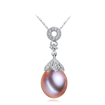 

Wedding 925 Silver Pendant For Women,white Purple Cute Freshwater Natural Pearl Pendant Necklace Girl Gift