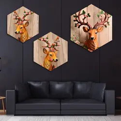 Nordic шестиугольник плакат пятнистого оленя фотографии домашний декор холст печатных мечта цветок Лось живопись современные стены книги по