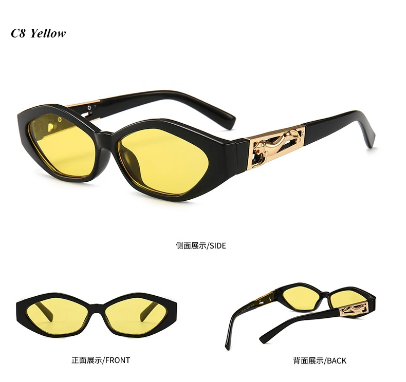 Mimiyou, Ретро стиль, кошачий глаз, солнцезащитные очки для женщин, золотой леопард, солнцезащитные очки для девушек, Ретро стиль, модные очки, оттенки, фирменный дизайн, Oculos - Цвет линз: C8