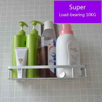 

Traceless Storage Rack Without Hook Kitchen Bathroom Toilet Storage Holder Shelf Wall Sucker Hollow Waterproof Single Layer