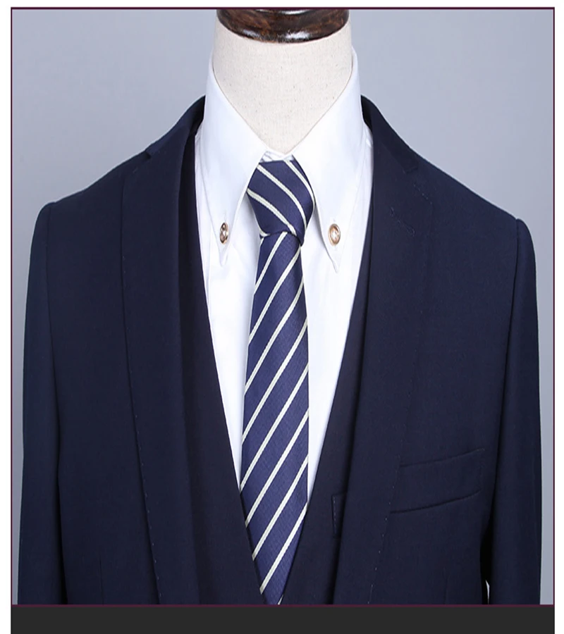 Business Suits Double Breasted Custom Made Suit Wedding Suits for Men Slim Fit Suits Navy Blue Groom Tuxedos 2018 New Arrival