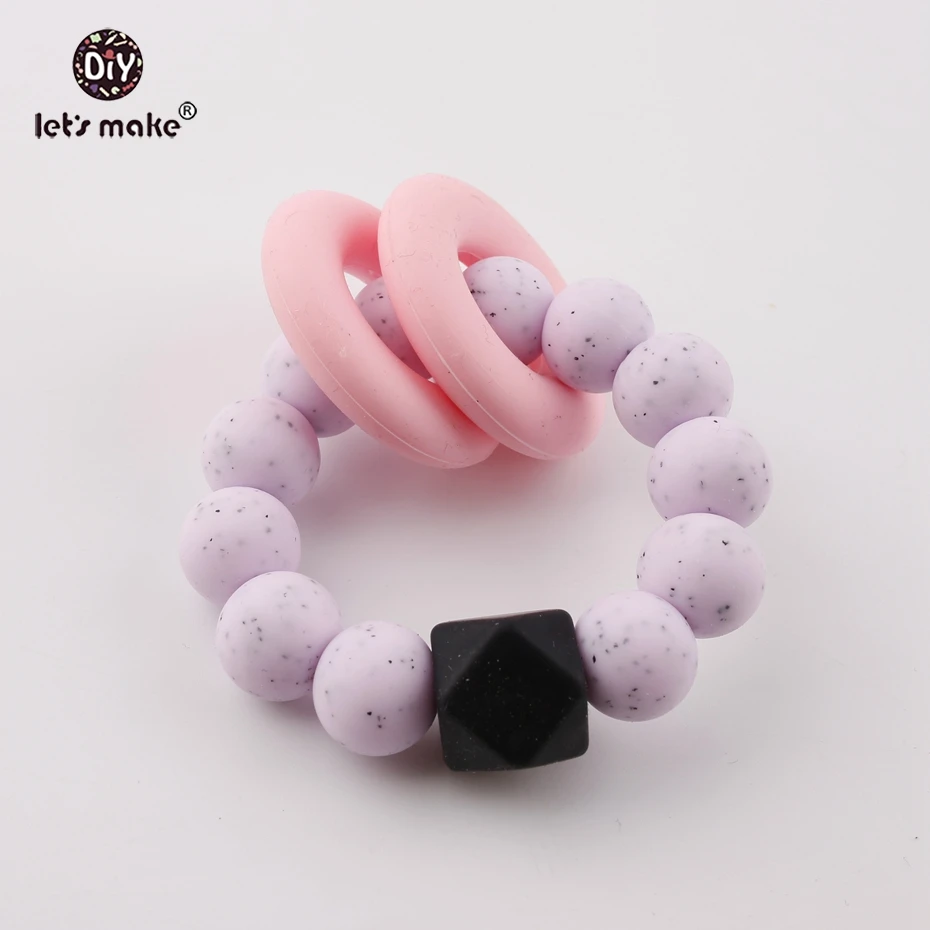 

Let's Make 1pc Silicone Baby Teethers Bracelet BPA Free Sesame Hex Beads Two Ring Teething Accessory Baby Crib Toys Baby Teether