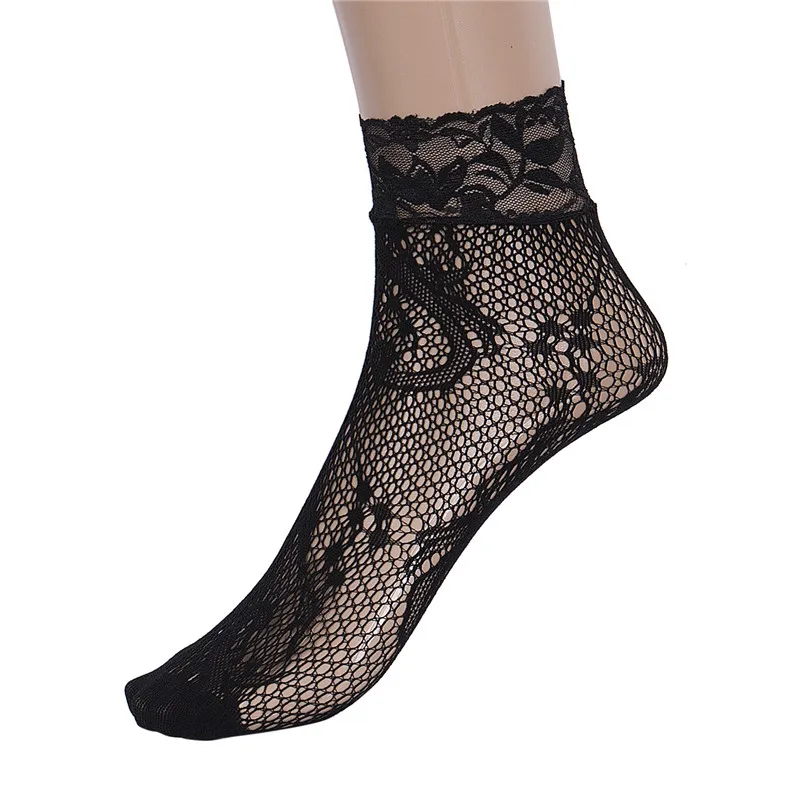 

Fashion Women Girls Fishnet Ankle High Lace Patchwork Boot Socks Mesh See Through Thin Hollow Out Hot Sale Socks Low Cut Socks