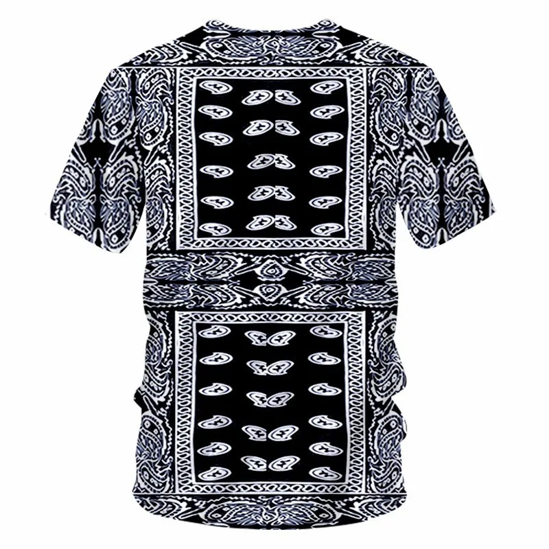 OGKB летние мужские топы с забавным принтом черная бандана 3d футболка пейсли