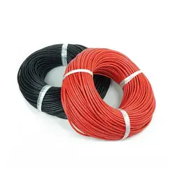 2 м кремнезем кабель 12AWG 10AWG красные, черные 16AWG 18AWG 14AWG 20AWG термостойкие силиконовые мягкой проволоки силикагеля