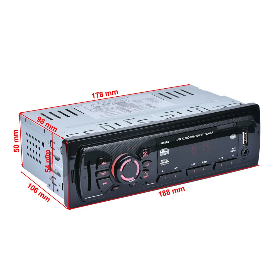 Автомобильный аудио плеер 12 в 1 DIN In-Dash Bluetooth Стерео FM радио MP3 аудио плеер Aux вход приемник SD USB MP3 радио для автомобилей