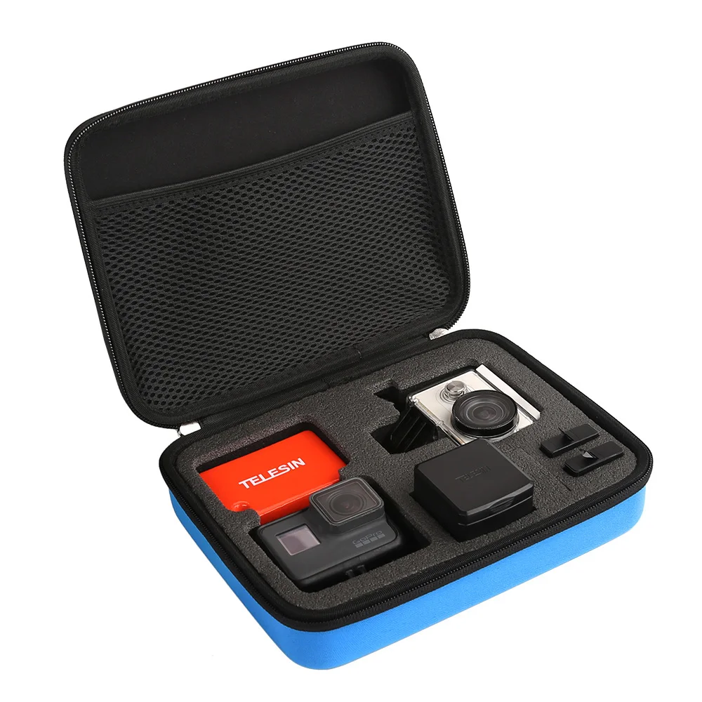 TELESIN Medium Blue Portable Storage Bag Box Traveling Carry Case Case for GoPro Hero5 Hero 4