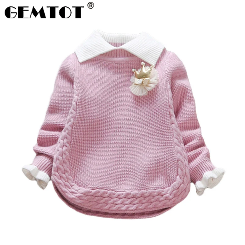 

GEMTOT Autumn winter infant sweater new fashion long-sleeved cotton Thick warm top coat For 0-2 year old baby girl k1