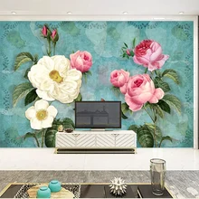 Пользовательские настенные ткани Европейский стиль роспись маслом Роза цветочная роспись обои Гостиная Спальня украшение стены Papel де Parede 3D