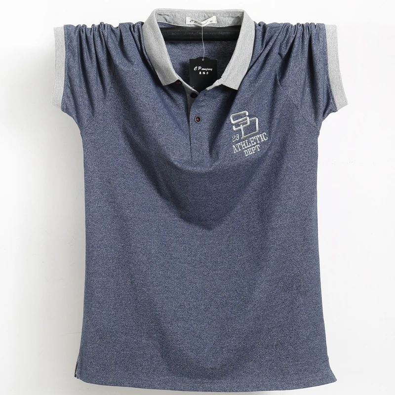 

95% Cotton Men's Polo Shirt Loose Smart Casual Golf Shirt Letters Solid Color Short Sleeve Polos Plus Size M-5X;YA240