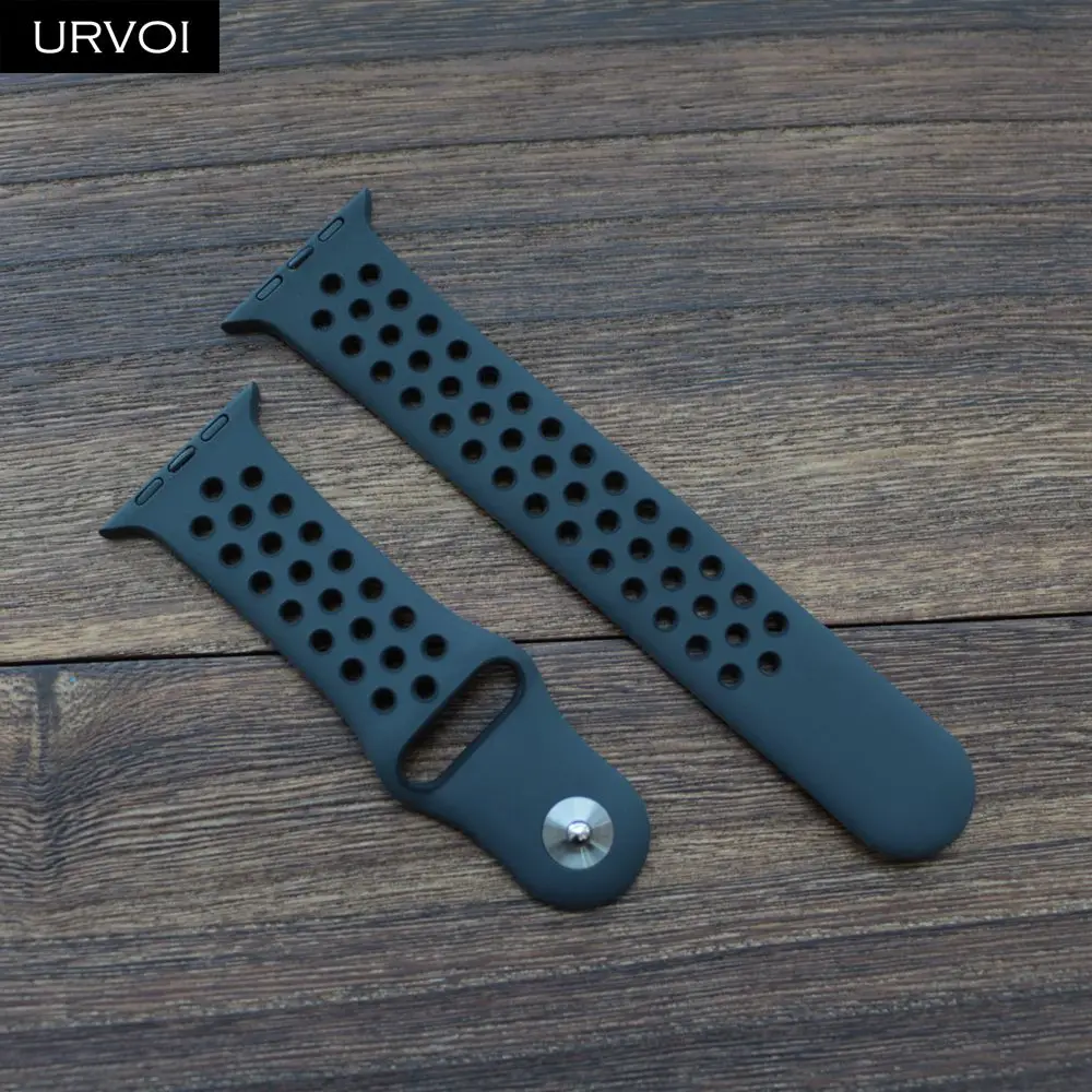 URVOI ремешок для apple watch series 5 4 3 2 спортивный ремешок для наручных часов iwatch, силиконовой лентой Замена дышащая новая цветов размер 38/40/42/44 мм - Цвет ремешка: Anthracite Black