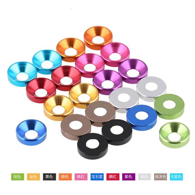 

10pcs M3 gasket Multi-colored Countersunk Flat washer Metal wear pad Aluminum alloy