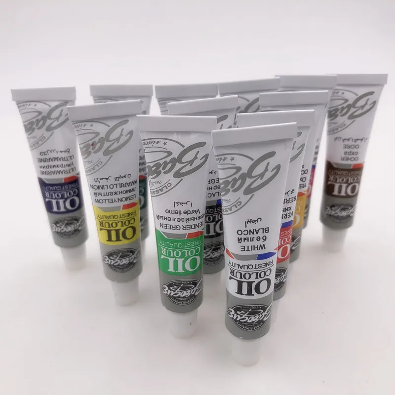 Professional Oil Colors Paints Fine Painting Art Supplies 12 Colours 6 ML Tube Offer 1 Brush For Free
