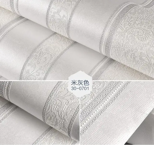 beibehang mural metallic glitter white silver wide stripe modern