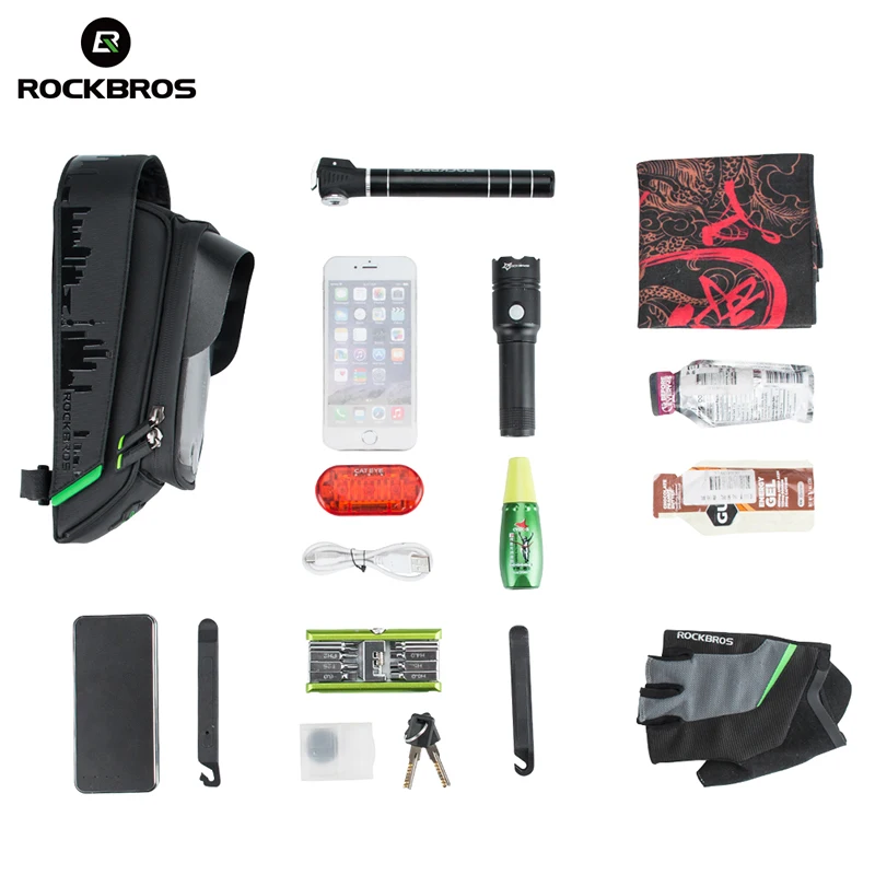 Top ROCKBROS Bike Bag Front Phone Bicycle Bag For Bicycle Tube Waterproof Touch Screen Saddle Package For 5.8 /6 Bike Accessories 4