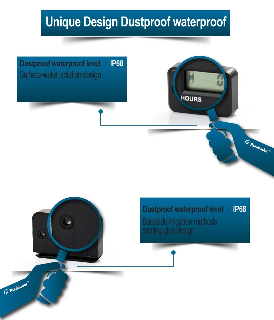 30 шт./лот) runleader цифровой водонепроницаемый Индуктивный часомер счетчик рабочих часов для мотоцикла квадроцикл морской генератор планер