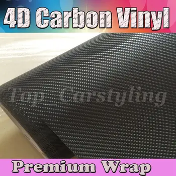 

Black 4D Carbon Fiber Film For car wrap covering self adhesive stickers protwraps With Air Bubble 1.52x30m/Roll (5ftx98ft)