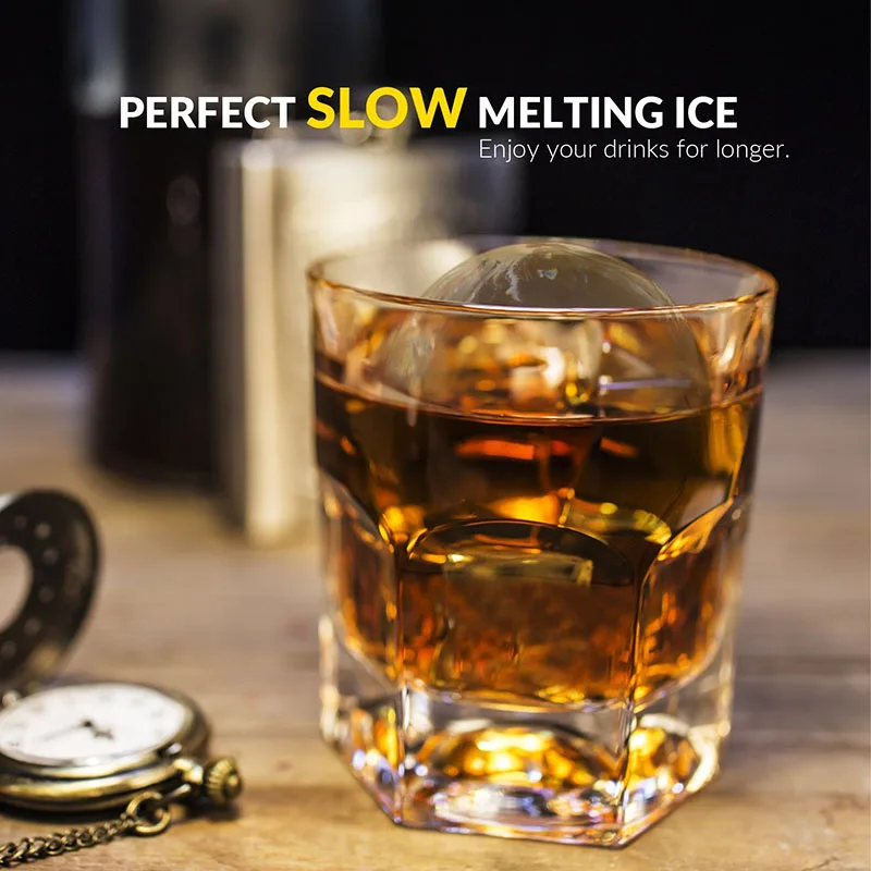  TEENRA 2 In 1 Crystal Clear Ice Ball Maker Silicone Ice Mold Tray Ice Cube Maker Tray Round Sphere  - 32889358751