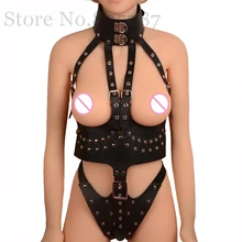 Leather Chest Harness Female Chastity Belt Bondage Fetish Queen Costume LL228