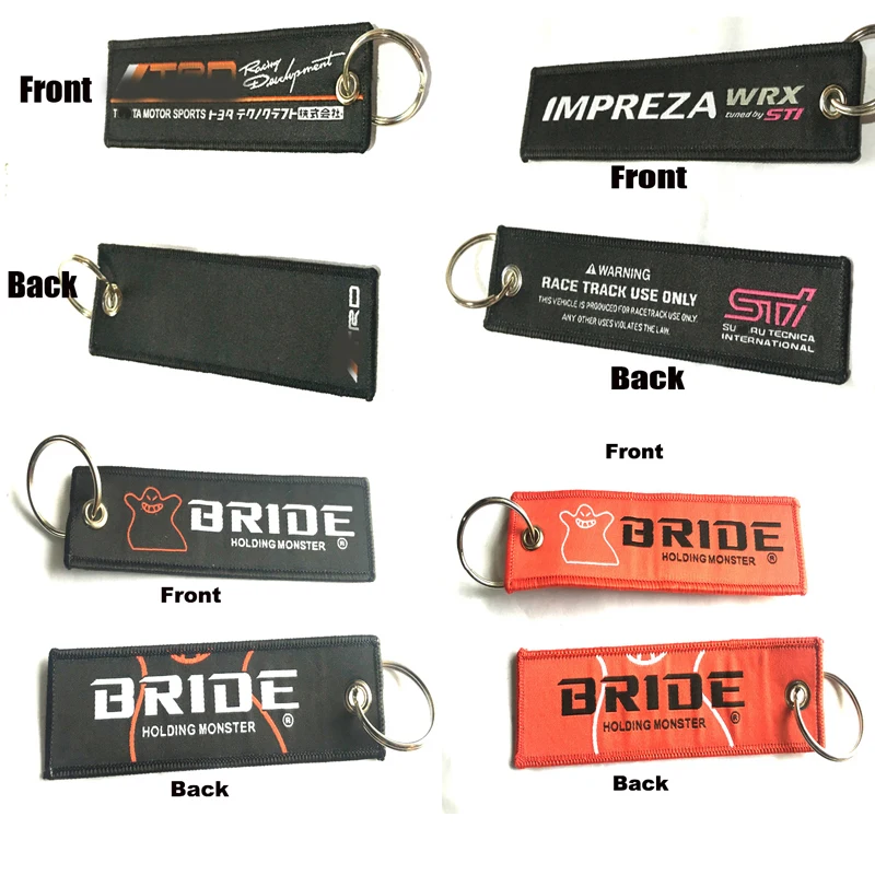 TR* Style Black JDM Bride Keyring Tags Keychain For TOYOTA Racing STI