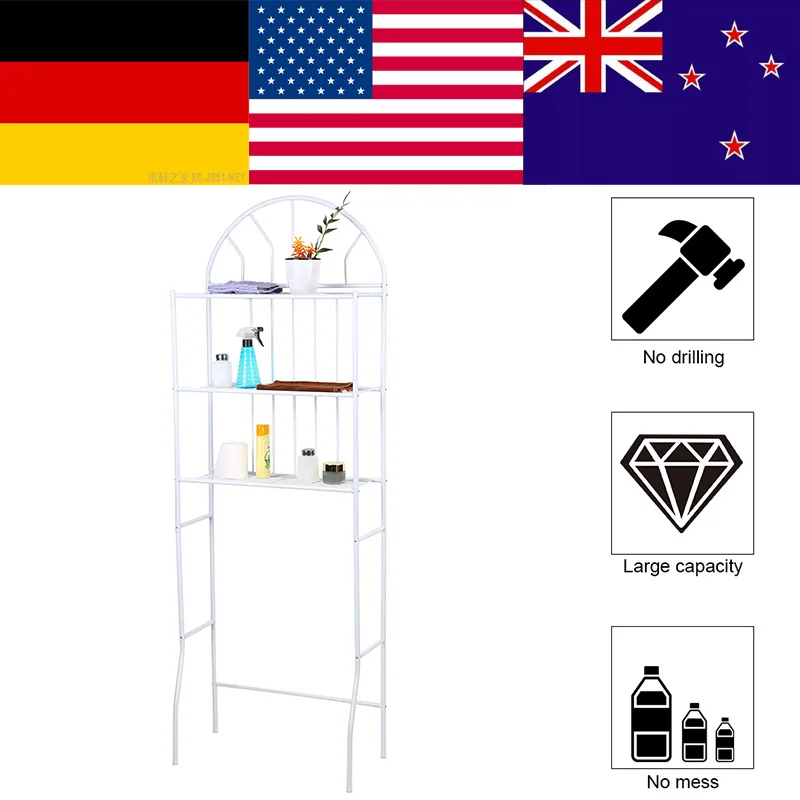 

3-Tier Over Toilet Shelf Bathroom Storage Rack Multi-Functional Space Saving Organizer White bathroom shampoo holder