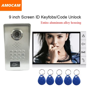 

LUXURY 9" LCD Screen Aluminium Alloy Video Door Phone Intercom Kit Waterproof Dustproof IR Night Vision RFID Keyfobs/Code Unlock