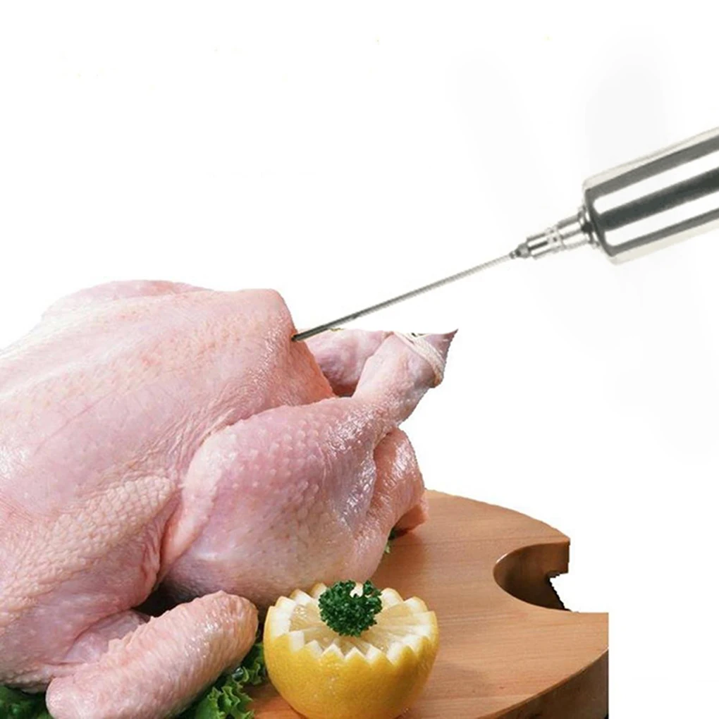 Grill Meat Marinade Injector Syringe Kit Poultry Turkey Chicken BBQ Meat Poultry Toolsin Meat
