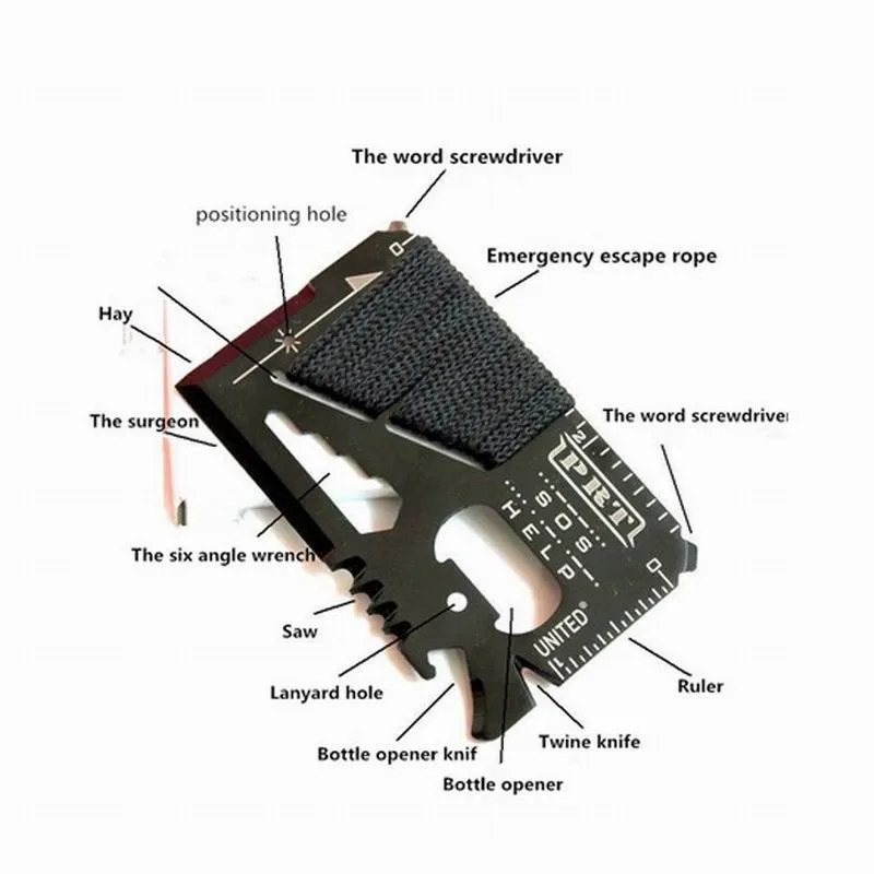 14-в-1: Кредитная карта для выживания Ножи Нержавеющая сталь Многофункциональный Открытый Отдых на природе Rescue карманный инструмент