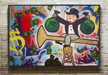 

Free shipping hand painted popular's graffiti wall art canvas modern paintings cuadros decorativos canvas paintings