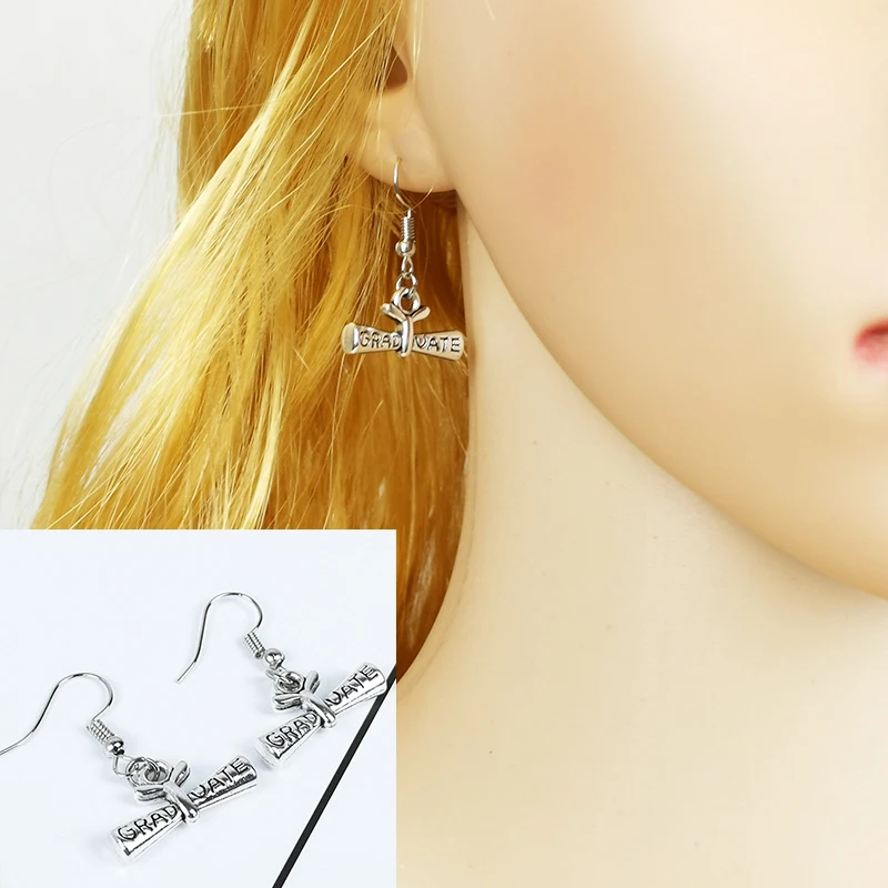 New Drop Earrings Graduation Certificate Book Cap Bachelor Hat Dangle For Women Girl Student Gift | Украшения и аксессуары