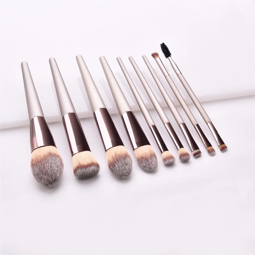 ENNKE Makeup Brushes Champagne Gold 9 Pcs/Lot Eyelash/Eyebrow Double Head Eye Beauty Brushes Highlight Concealer Cosmetic Tools