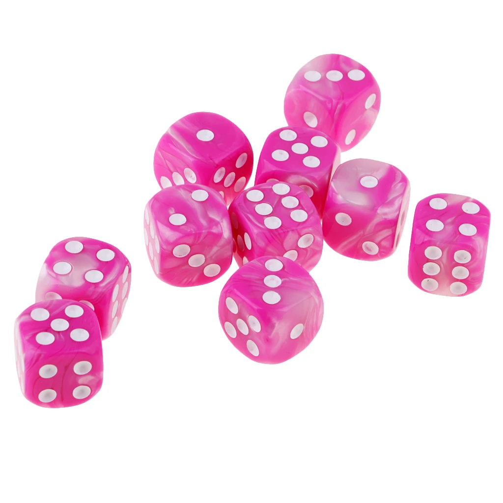 MagiDeal 10pcs 6-Sided Dice Set Bright Colors 16 mm Dice Game Multi-Sided Dice for Board Games Casino Gifts Teaching