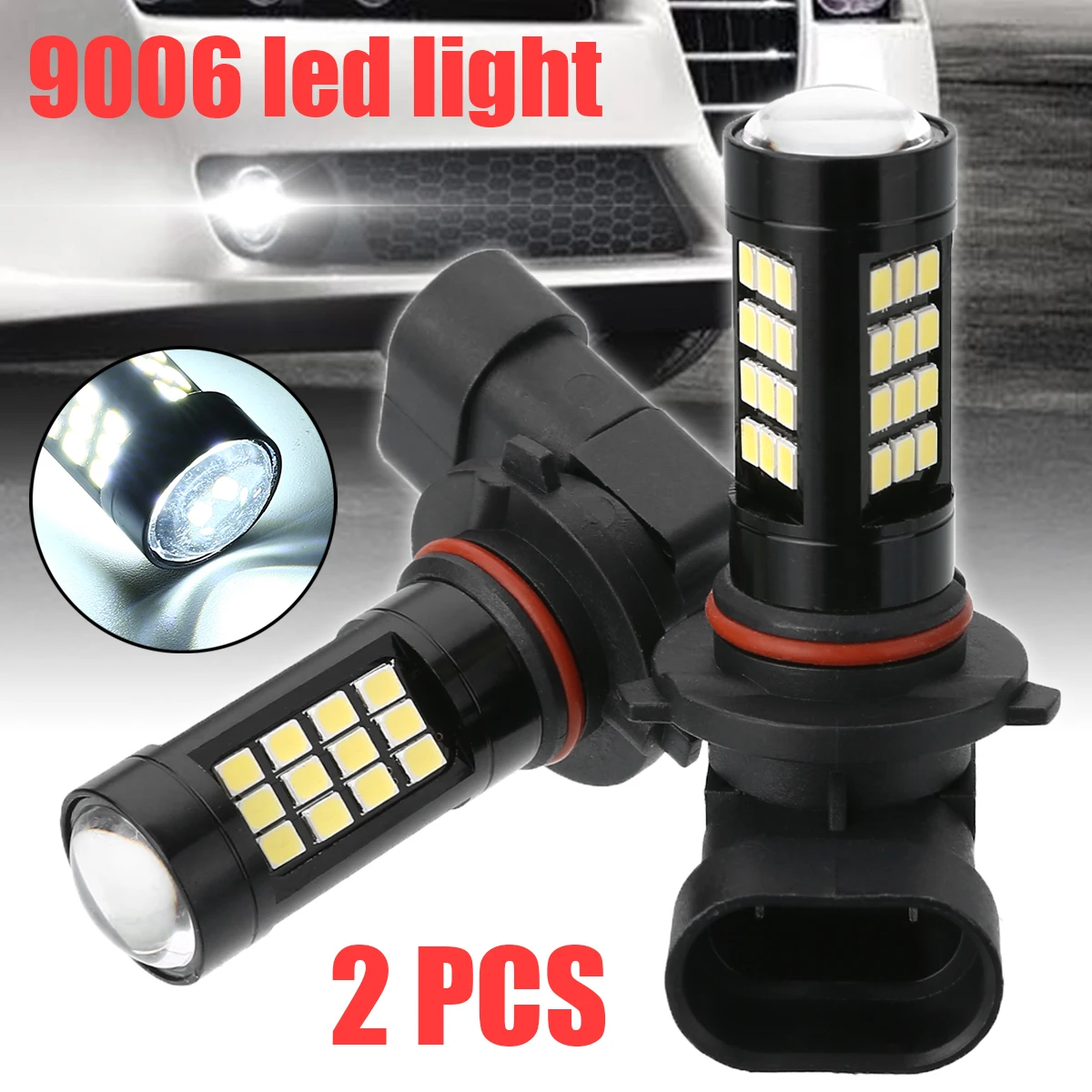

2pcs 9006 Car Fog Light HB4 2835 42SMD LED Canbus Error Free Auto Super Bright White 6500K Replacement Light Bulb