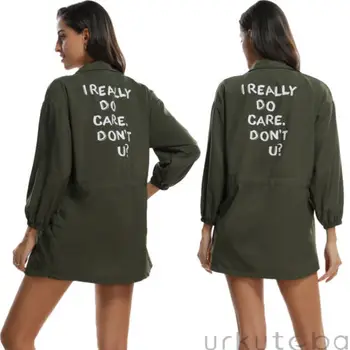 

Women's Autumn Spring Warm Casual Belt Solid Long Coat Cardigan Outwear Thin Army green