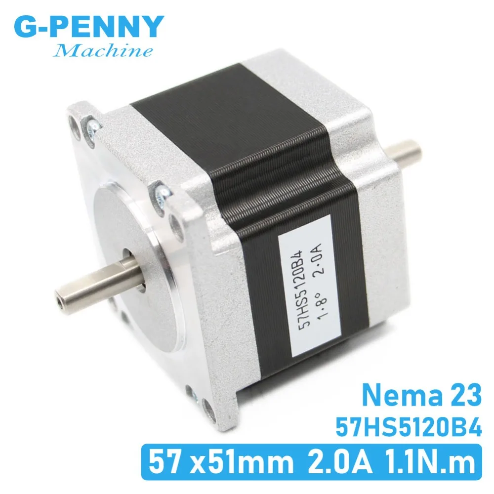 NEMA23 محرك متدرج المزدوج رمح 57X51mm 2.0A 1.1N.m يخطو موتور 157Oz-in مزدوجة رمح نيما 23 CNC ل 3D طابعة