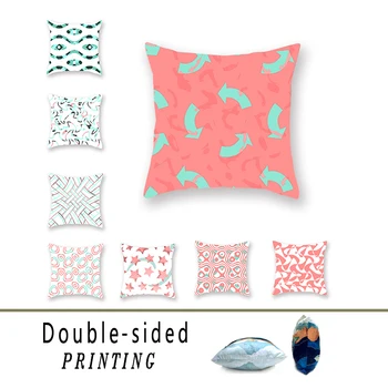 

Nordic Minimalist Double-sided Polyester Pattern Cushion Cover Arrow Star Print Pink Sky Blue Sofa Decoration Pillow Case