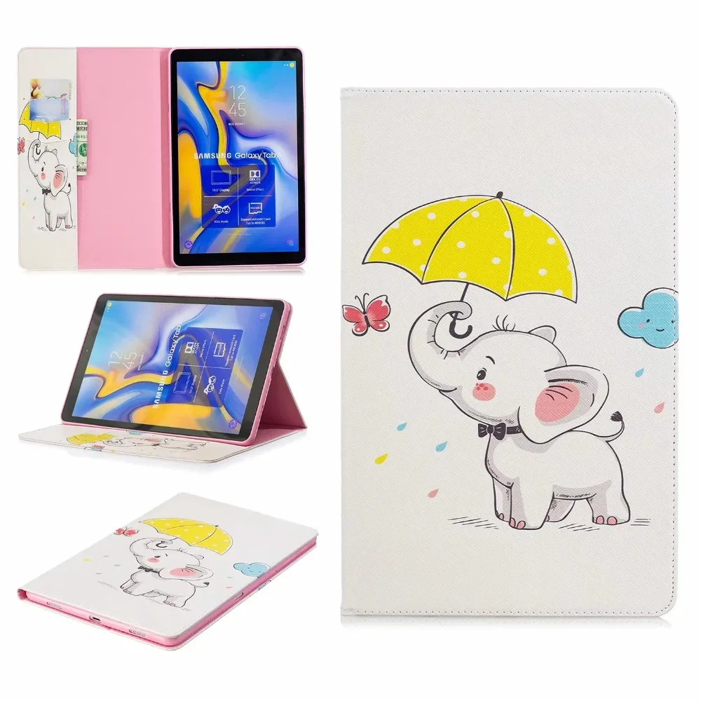 

Print Flip PU Leather Case For Samsung galaxy Tab A 10.5 2018 Smart Cover Funda For Tab A 10.5 2018 SM-T590 T595 Wake Up/Sleep
