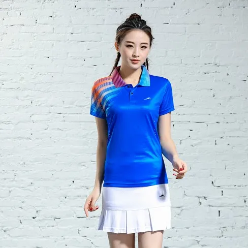 Women-B2622 Blue Женские и мужские футболки для бадминтона и тенниса, футболки для настольного тенниса, одежда из дышащего Джерси, быстросохнущие спортивные мягкие Топы - Цвет: Women-B2622 Blue