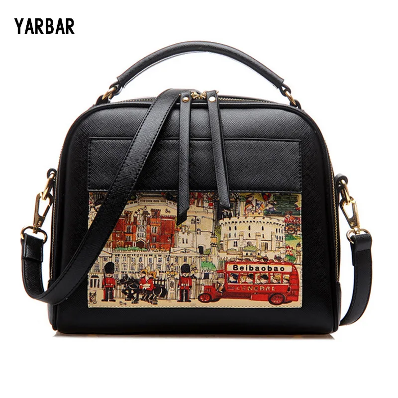 2016 Casual Women Messenger Bag Fashion PU Leather Women font b Handbags b font Pattern Pringting