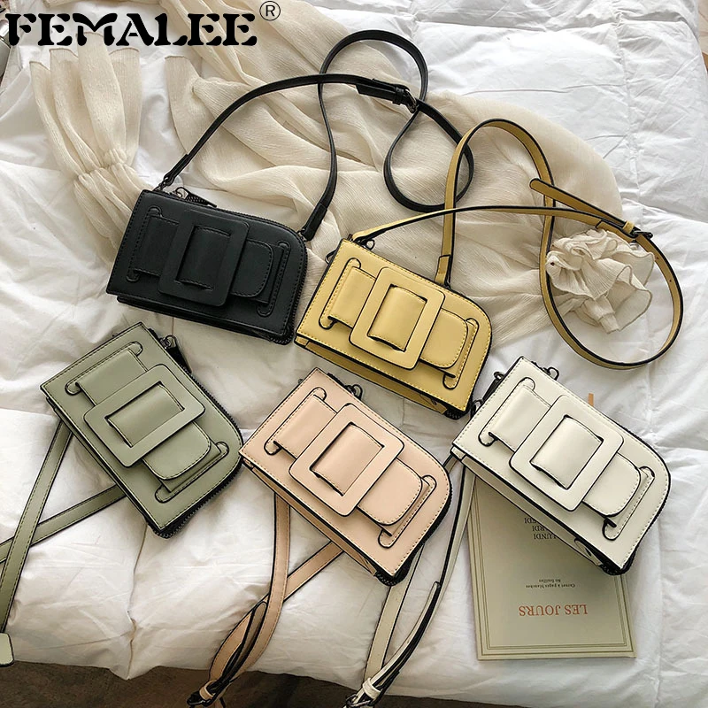 

Women Shoulder Bag New Design French Style Macaron Color Mini Handbags Square Chain Unique Buckle Small Crossbody Bags