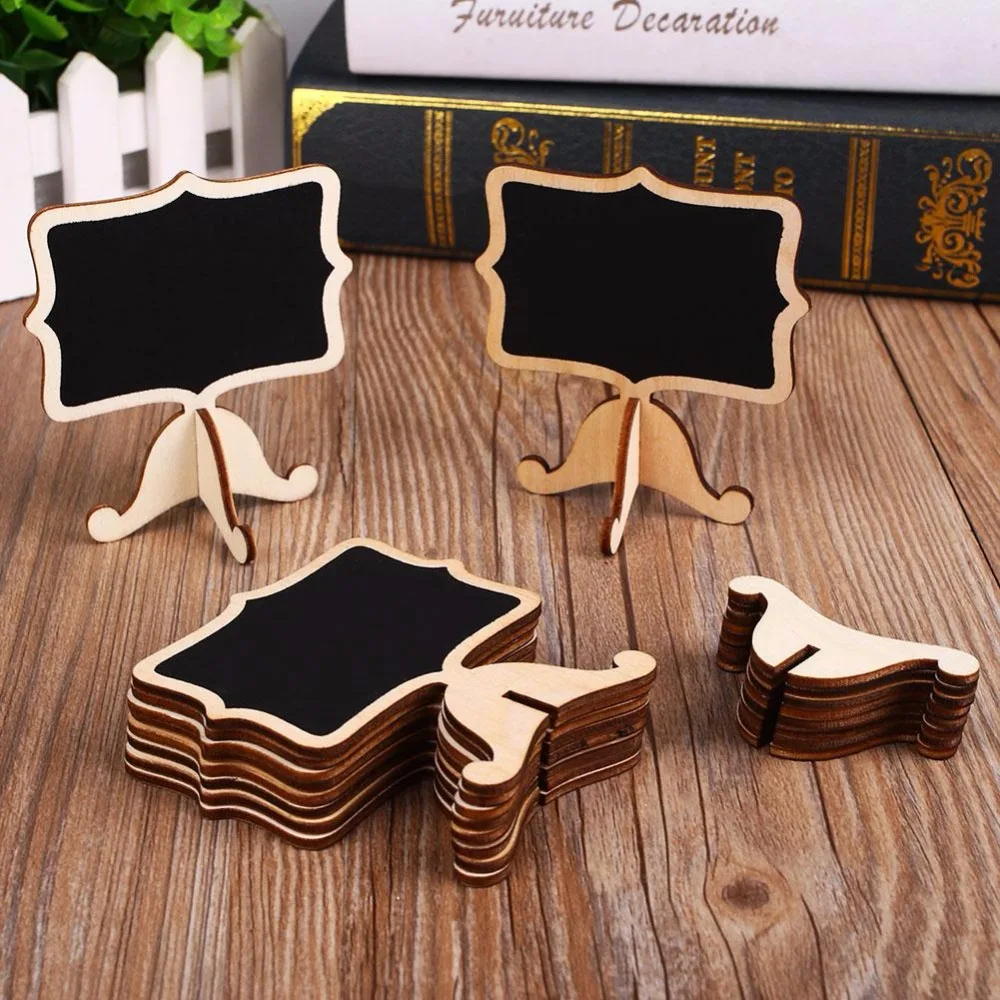 

10pcs Mini Wooden Blackboard Chalkboard Stick Stand Holder Event Party Decor