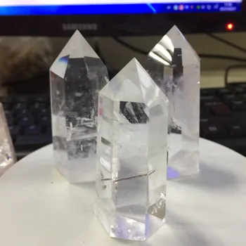 

dohaibogoo healing crystals products 3pcs a lots Natural Transparent Clear Quartz Crystal Wands Wedding Decoration or Home Decor