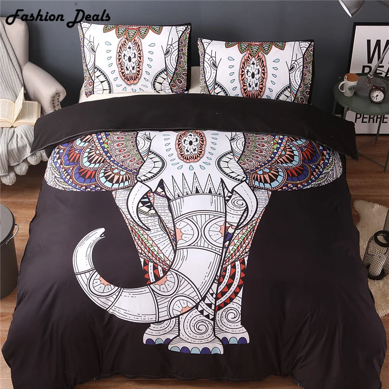 

India Elephant Duvet Cover Set with Pillowcase Bohemian Bedding Set New Design US UK Queen King Size Bed Linen Free Shipping